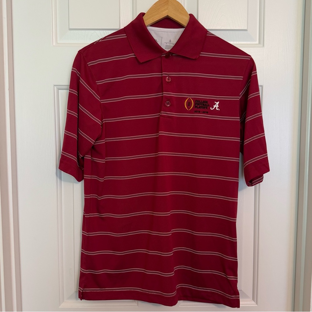 Alabama Crimson Tide Playoff Antigua Golf Polo Shirt‎ Men's Small Red Striped